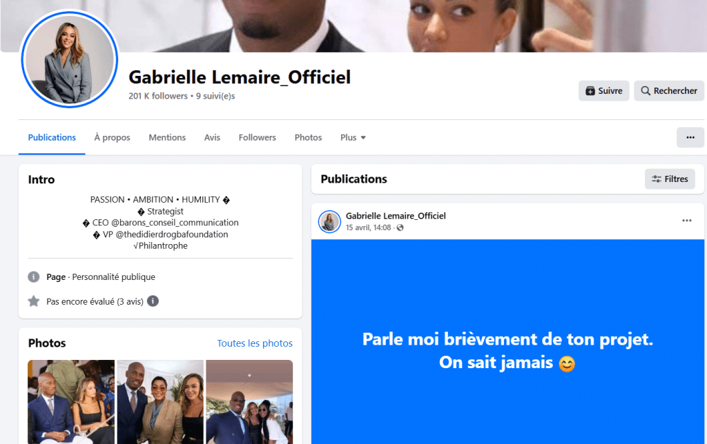 Le faux compte en question